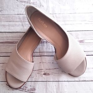 Nurture leather taupe peep toe shoes size 8.5